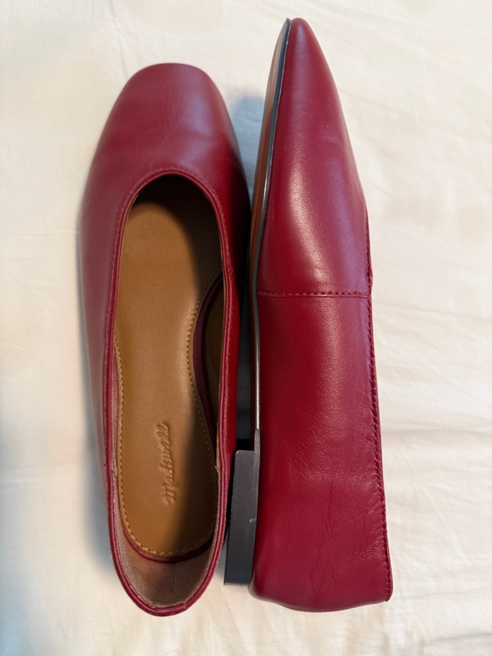 Madewell Women's Burgundy Leather Square-Toe Flats - Picture 2 of 3